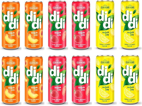 Çaykur Didi, Şeftali - Çilek - Limon Aromalı, 250 ml, 12'li Karma Paket