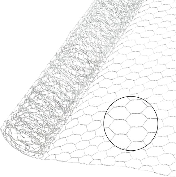 Chicken Wire Mesh Netting Wire Galvanized Hexagonal Fencing Wire to Protect Gardening Plant Vegetable Flower Fruits From Chicken,Cat,Dog, Rabbit,Squirrel, Suitable for DIY Craft and Home Decors (10M)