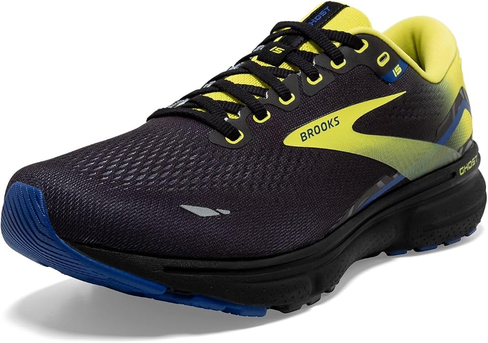 SUPTMAX Brooks Men's Ghost 15 D Width Running Shoe BRK-110393 1D 1317840 7.5 Black/Yellow