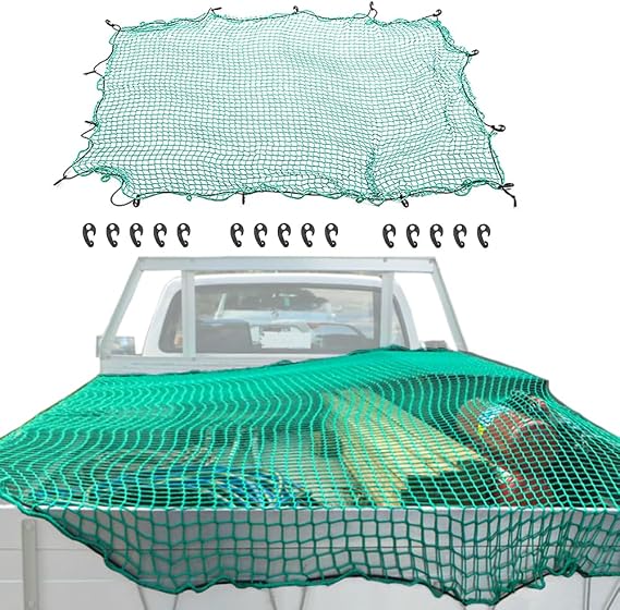 Cargo Net for Pickup Truck Bed with 15 PCS Hook 2.5m x 3.5m/8.2ft x 11.5ft Heavy Duty Luggage Bungee Net for Car Boat SUV Van Trailer Snowmobile Secure Loads