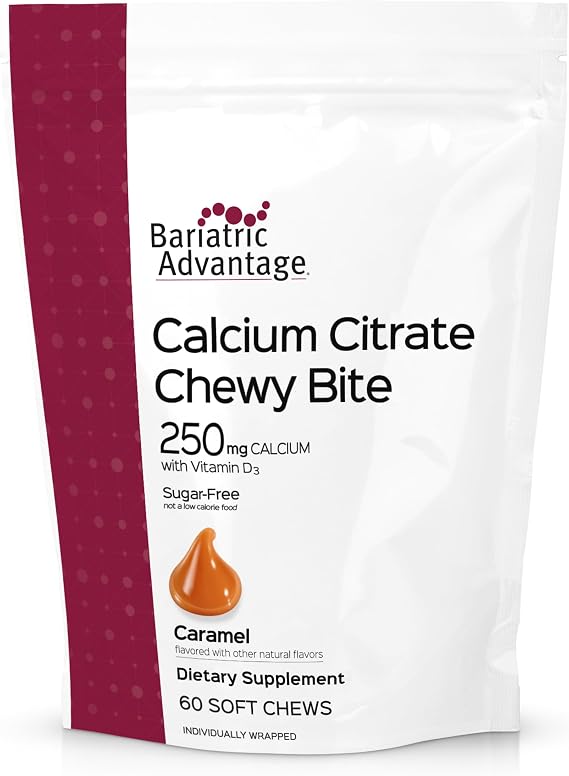 Bariatric Advantage - 250mg Calcium Citrate Chewy Bite - Caramel, 60 count by Bariatric Advantage