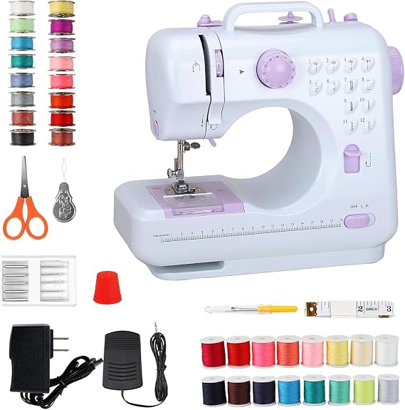 Mini Sewing Machine (Extension stand, Sewing Supplies set included) - Electric Overlock Sewing Machines - Small Household Sewing Handheld Tool PD-005-UK-A41