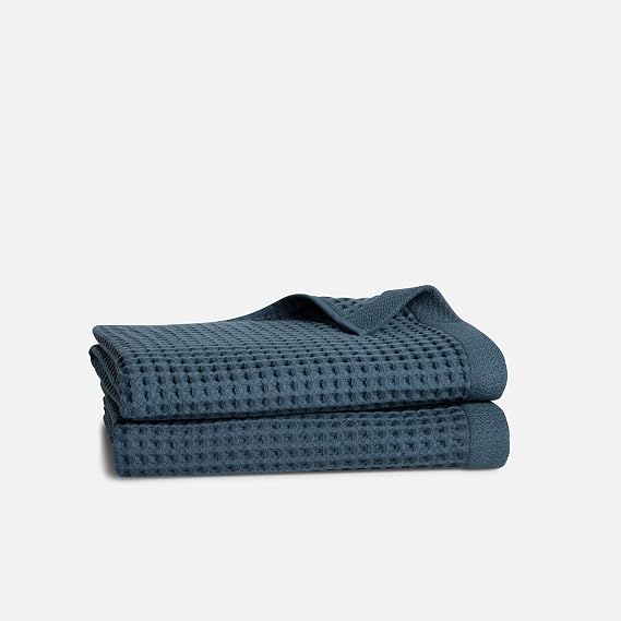 Brooklinen トルコ綿100%高級ワッフルバスタオル - 2枚セット Abyss
