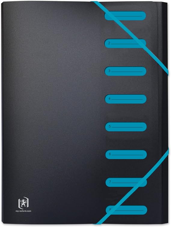 OXFORD - Expanding Folder with 8 Compartments - Student Design - A4 - Black/Blue