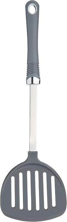 KitchenCraft Professional Nylon Round Slotted Food Turner, Heat Resistant Cooking Kitchen Utensil, Ideal for Eggs, Burgers or Pancakes, Spatula for Non-Stick Cookware, Dishwasher Safe, 36cm