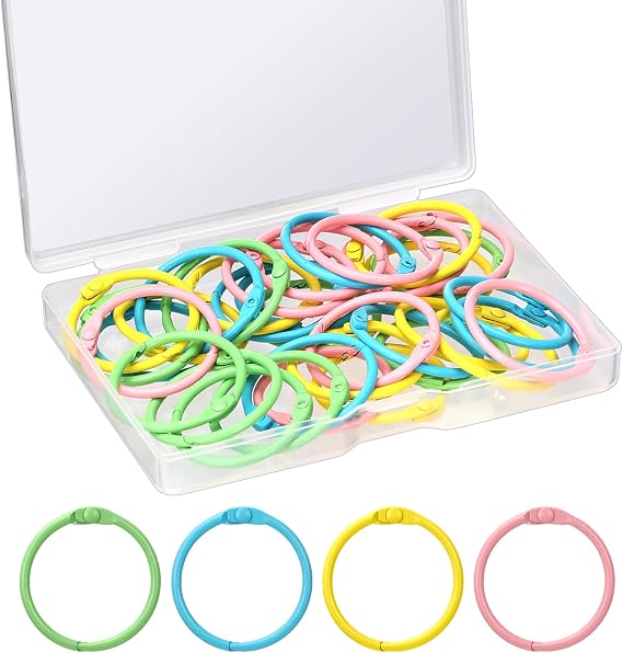 Binder Rings Multicolor Book Binder 30mm Loose Leaf Binder Ring Book Rings Paper Rings Metal Ring for Flash Cards Papers Keychains School Office 40Pcs