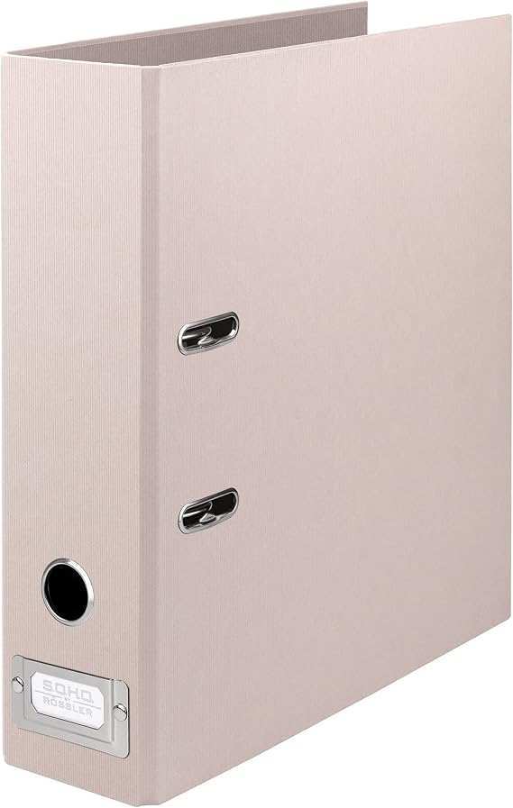 Rössler SOHO Büro-Ordner Ordner DIN A4 Aktenordner A4 breit Ordner A4 breit mit Beschriftungsfeld DIN A4 Ordner mit Hebelmechanik 320 x 285 x 80 mm 1 Stück Farbe: Rosa Powder