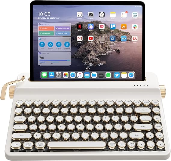 YUNZII QL75 Retro Typewriter Hot Swap RGB Keyboard(White, Onyx Tactile)