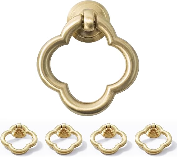 Gold Cabinet Knobs Round Brushed Brass Kitchen Knobs Zinc Alloy Dresser Knobs Metal Cabinet Handles for Drawer Desk Cabinets Cupboard (5)
