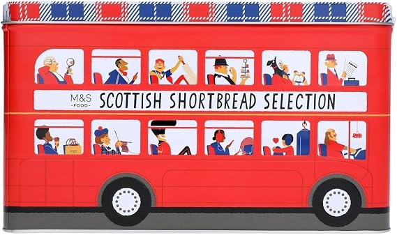 M&S Scottish Shortbread Selection, All Butter and Chocolate, London Bus Tin, 500g