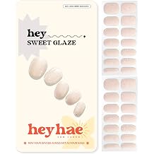 Heyhae Semi Cured Gel Nail Strips | No LED Lamp Needed | Summer, Solid, Yellow | Easy Apply & Remove, Salon Quality | Includes 28 Strips, 1 Prep Pads, Nail File & Wooden Stick - Hey, Sweet Glaze
