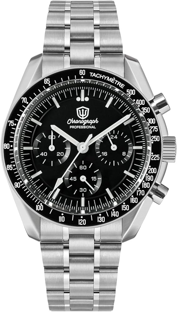 watchdives WD1860 WD1861 WD1863 Men's Chronograph Japanese VK63 Quartz Sports Watch 40mm Bubble Sapphire Glass Wrist Watch 100M Diving Watch with Stainless Steel Strap