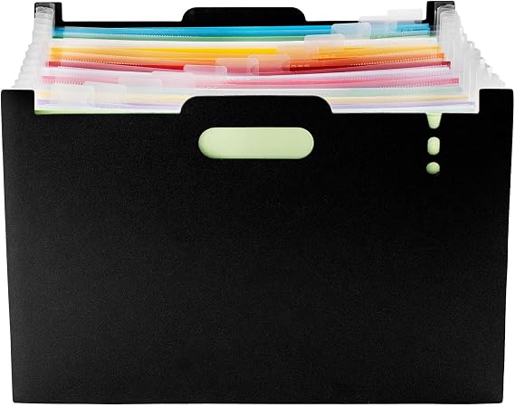Accordion File Organizer, Expanding File Folders, 13 Pockets Bill Receipt Organizer with Colorful Tabs, Desktop Folders Letter A4 Paper Document Storage for Home Office