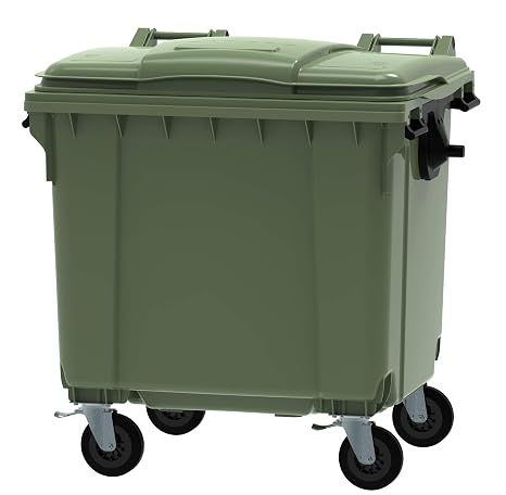 Green Wheelie Bin Polyethylene 1100 Litre Wheeled Recycling Waste Bin