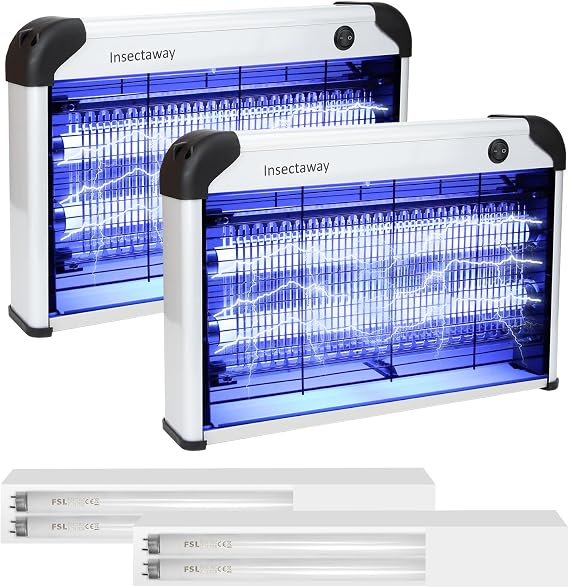 Fly Killer Bug Zapper, Electric 2400V, 20W UV Insect Killer Electric, Fly Killers for Home Indoor, Mosquito Killer Lamp with Double-Sided Grid - 2 Pack