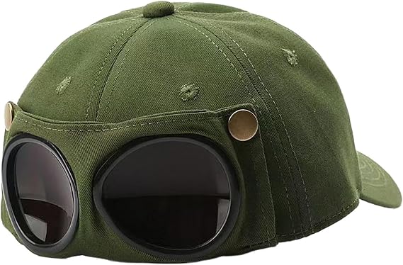 Pilot Goggles Baseball Cap with Visor Adjustable Pilot Style Hat