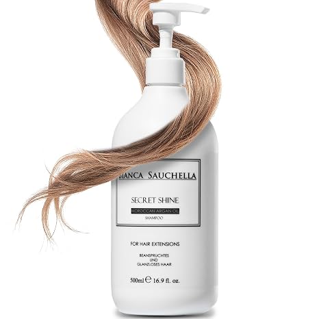Secret Shine Shampoo - Argan Oil Care for Real Hair & Extensions with Vitamin B3 + Collagen Moisturising Repairing Strengthens & Gives Shine Paraben-Free 500 ml