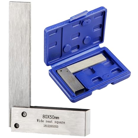 TOOLCOOL Machinist Square Engineers Try Square 90 Degree Right Angle Ruler Precision Ground Hardened Steel 80x50mm (3.2x2 inch)