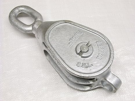 Galvanised Double Lifting Pulley Block 3" (Sheave Eye Soft Rope)