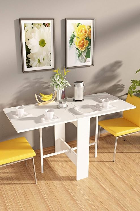 DF01101 Flamingo Pratik Katlanır Beyaz Masa Portatif Yemek ve Mutfak Masası (Beyaz)