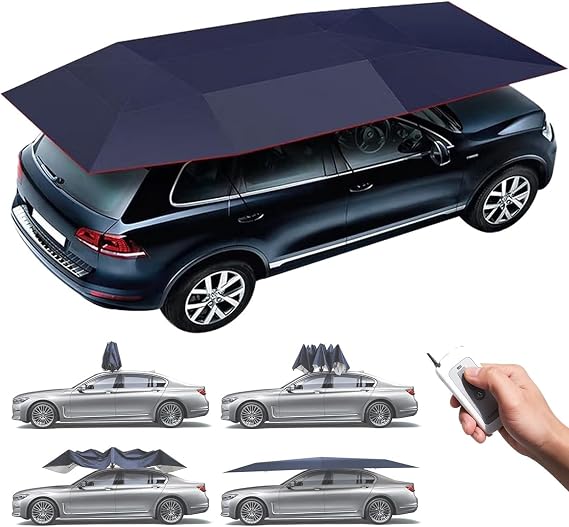 Fully Automatic Car Umbrella for Roof, Universal Car Tent Umbrella with Bracket, Portable Protection Carport, Folded Cars Sun Shade Movable Canopy for Sedan SUV Length-4.6m