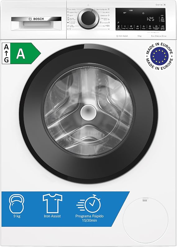 Bosch, Lavadora, Serie 6, 9 kg, Silenciosa, blanco, WGG244Z0ES [Clase de eficiencia energética A]