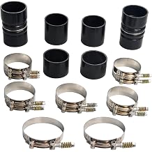 Turbo Intercooler CAC Hose Boot Kit with T Bolt Clamp Compatible with Ford F250 F350 7.3L Diesel 1999-2003 (Black)