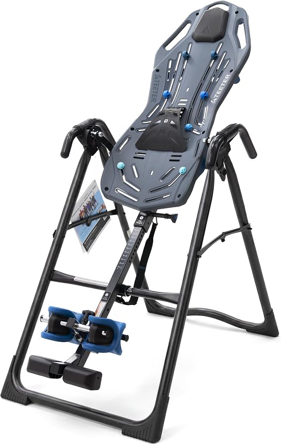 TEETER FitSpine X1 Inversion Table, Decompression Surface for Full-Body Stretch, Ergo Embrace Ankle Supports, Integrated Accessories, UL Safety Certified, Heavy-Duty 136 kg Capacity