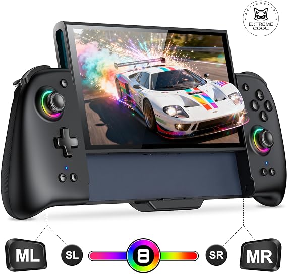 BEBONCOOL GAMING One-Piece Switch Controller for Nintendo Switch 2, Switch 2 Controller for Handheld Grip with Hall Effect Joystick,witch Joycon with Turbo/Programmable/6-Axis/Vibration