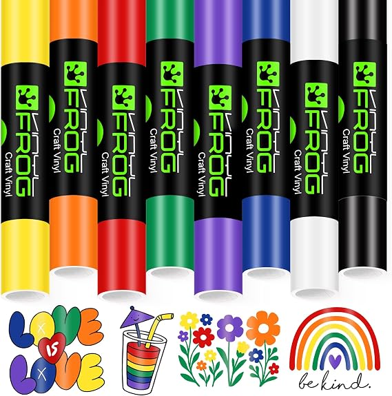 VINYL FROG Permanent Vinyl Roll 12''x5ft/Roll Matte Adheisve Vinyl Bundle