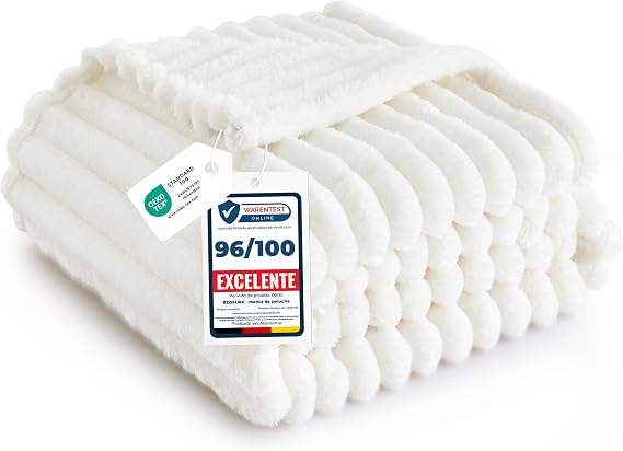 Bedsure Blanket Sofa Plaid Bed - Blankets for Sofa, Gift, 150×200cm, White