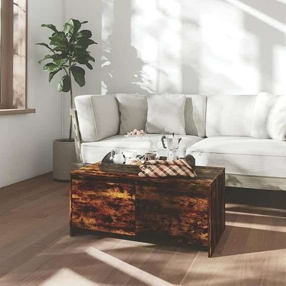 ZEYUAN Coffee Table Smoked Oak 90x50x41.5 cm Engineered Wood,End Table,Tea Table,Couch Table