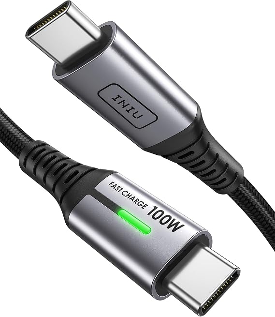 INIU USB C Cable, 0.3m 100W Fast Charging USB C to USB C Cable | Nylon Braided, Type C Data Cord for iPhone 17 16 Pro Max, MacBook, iPad Air, Samsung S25 Ultra, Google Pixel 9, Xiaomi etc
