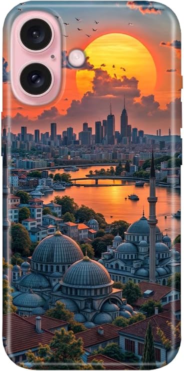 Apple iPhone 16 ile Uyumlu İstanbulum Temalı Desenli Darbe Emici Silikon Kılıf, Çok Renkli