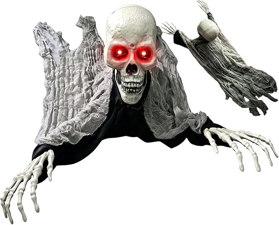 Crawling Skeleton Animatronic Glowing Red Eyes Scary Crawling Props