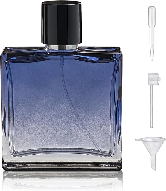 100ml/3.4オンス ガラススプレー 香水ボトル 空 ケルン アトマイザー, ブルー, 3.4 Ounces, A3。