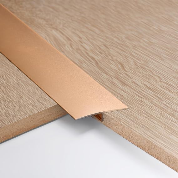 3pcs 4cm Aluminum T Molding Floor Transition Strip Metal Flat Divider Strip for Joining Floor Gaps Laminate Profile Flooring Edge Trim Cover Strips,0.9m Gold