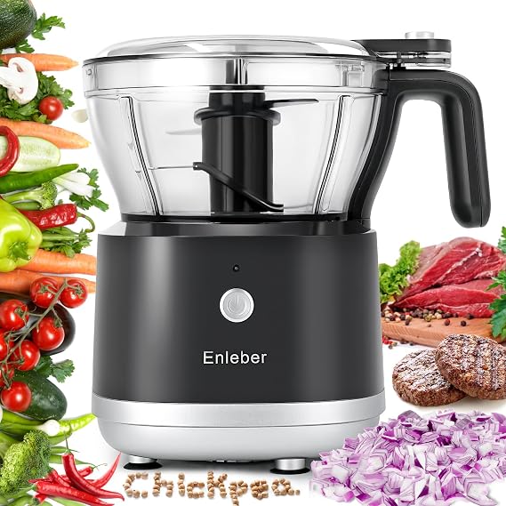 Enleber Mini Food Processor Electric Food Processors & Vegetable Chopper Electric Fruit & Vegetable Mini Chopper 4 Stainless Steel Blades 1000ml black