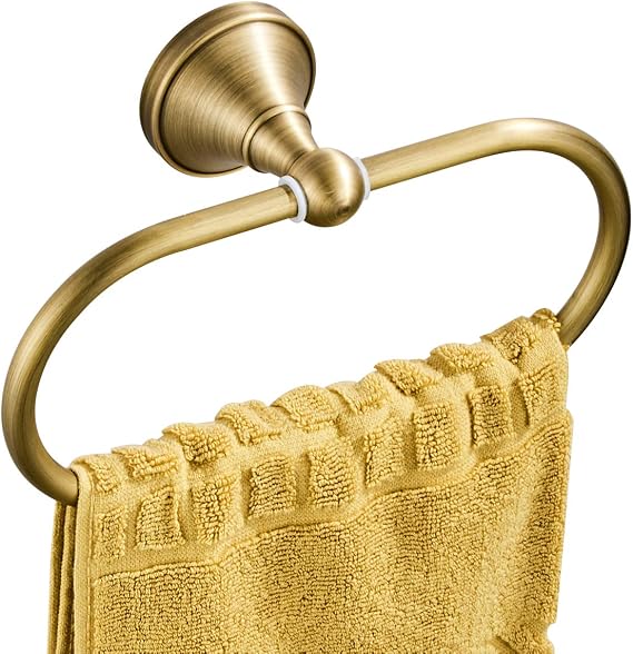 Flybath Oval Towel Ring Brushed Brass Antique Wall Mounted For Bathroom