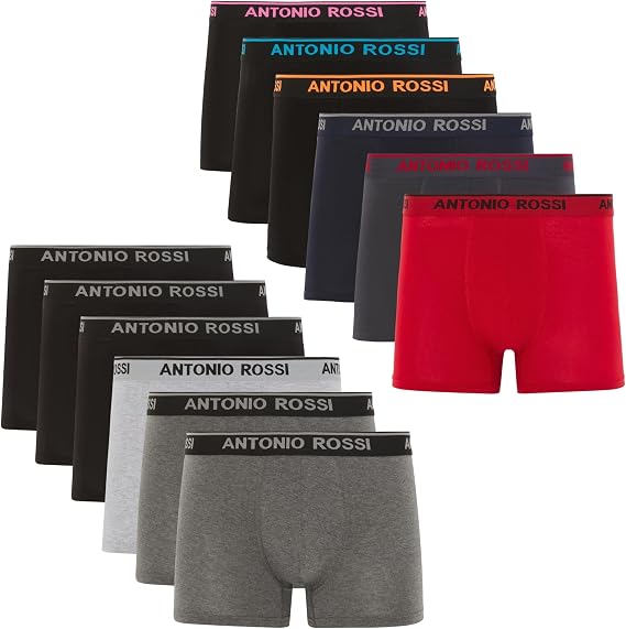 Antonio Rossi Pack of 12 Men's Cotton Stretch Waistband Boxer Shorts