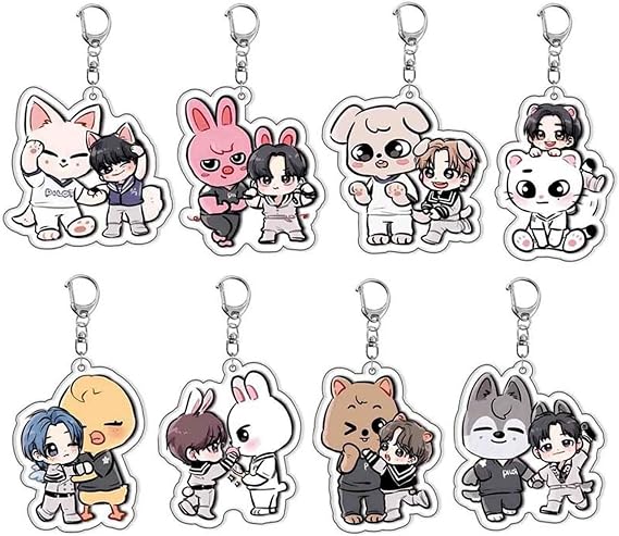 8 Piece Keychain, Creative Keychains, Anime Figurines Keychains