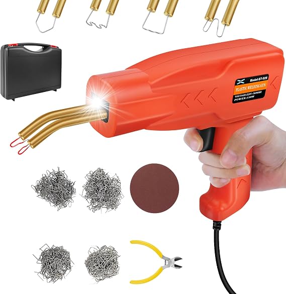 Plastic Welding Machine Car Bumper Repair Kit, Plastic Welder, 150W Plastic Welding Kit with 800PCS Hot Staples, Plier and Plastic Suitcase, Welding Repairing Machine for Car Parts/Kayak/Canoe