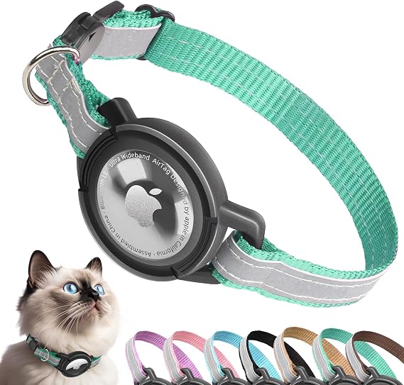 Airtag Kedi Tasması Ayrılıkçı, Odokele Reflektörlü Kedi Tasmaları, Yavru Kedi için Apple Air Etiket Tutuculu, Kedi GPS Takip Cihazı Ayarlanabilir Yaka, Yavru Kedi ve Yavru Köpekler için Hızlı Çıkarma