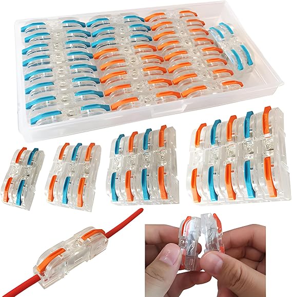 CTRICALVER SPL-1 Quick Electrical Connectors, Electrical Terminals, Clamps with Lever Electrical Connection Block, Lever Nuts Kit (13 pcs Blue + 13 pcs Red)