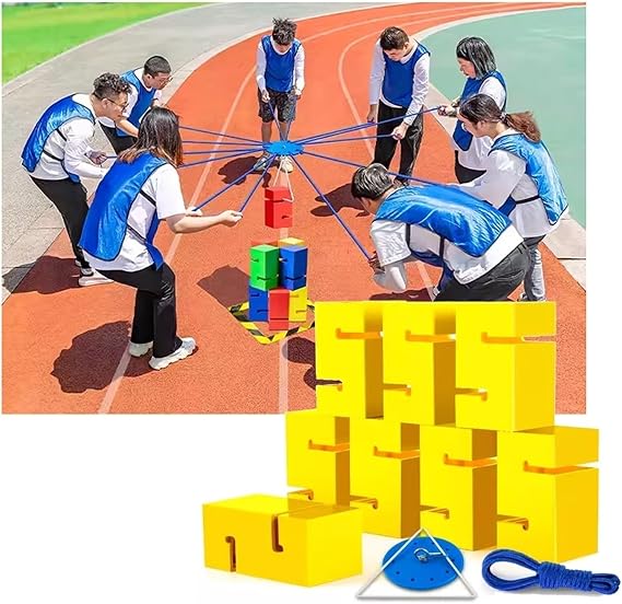 Team Building Block Tower Games, Group Outdoor Activities Fun Competition Games, Promoting Friendly Communication