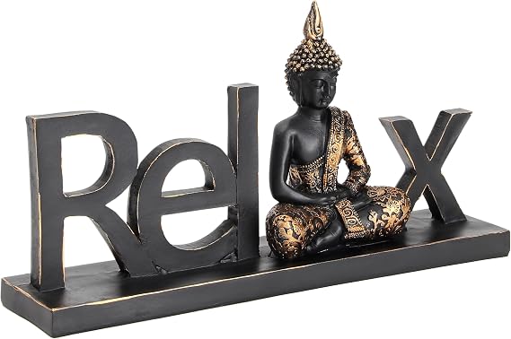 Buddha Statue Zen Decor Meditation Ornament Home Shelf Resin Figurine 26cm