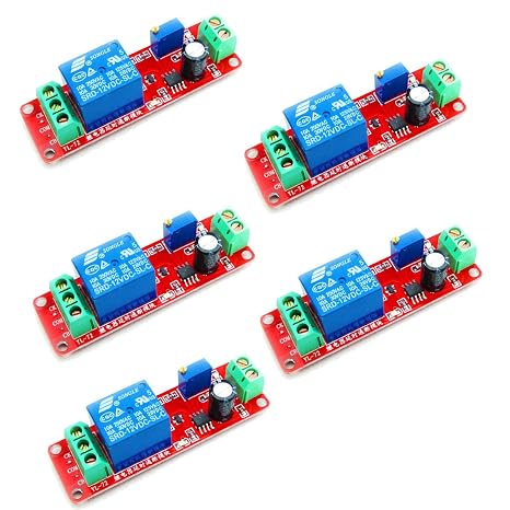 Hailege 5pcs NE555 DC 12V Delay Timer Relay Switch Module Adjustable 0 to 10 Second