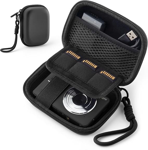 Camera Case for Digital Camera CAMKORY DC403 FHD 1080P/ Kodak PIXPRO FZ55/ FZ45, Small Travel Compact Camera Holder with Mesh Pocket for Accessories SD Card (Black)