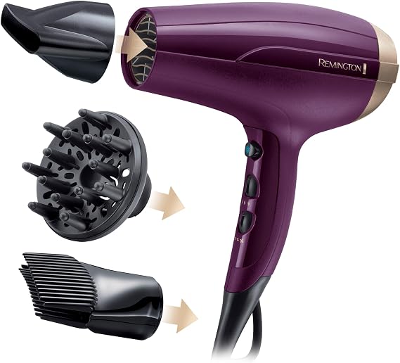 Remington Your Style 2300W Lightweight Ionic Hair Dryer, Volume, Diffuser, Concentrator, Volume Booster, 3 Temperature Settings, 2 Speed, Cold Air Burst, Low Noise D5219