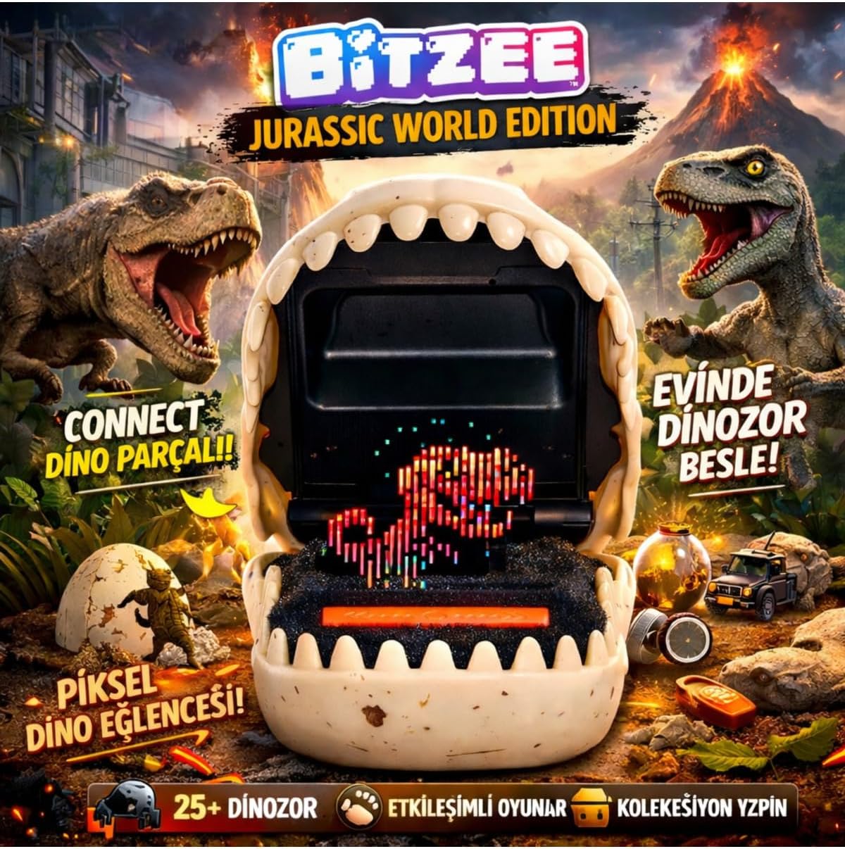 Bitzee Jurassic Interactive Dinosaur Toy, 25 Dinozor, İnteraktif Sanal Bebek Dinozor Yetiştir